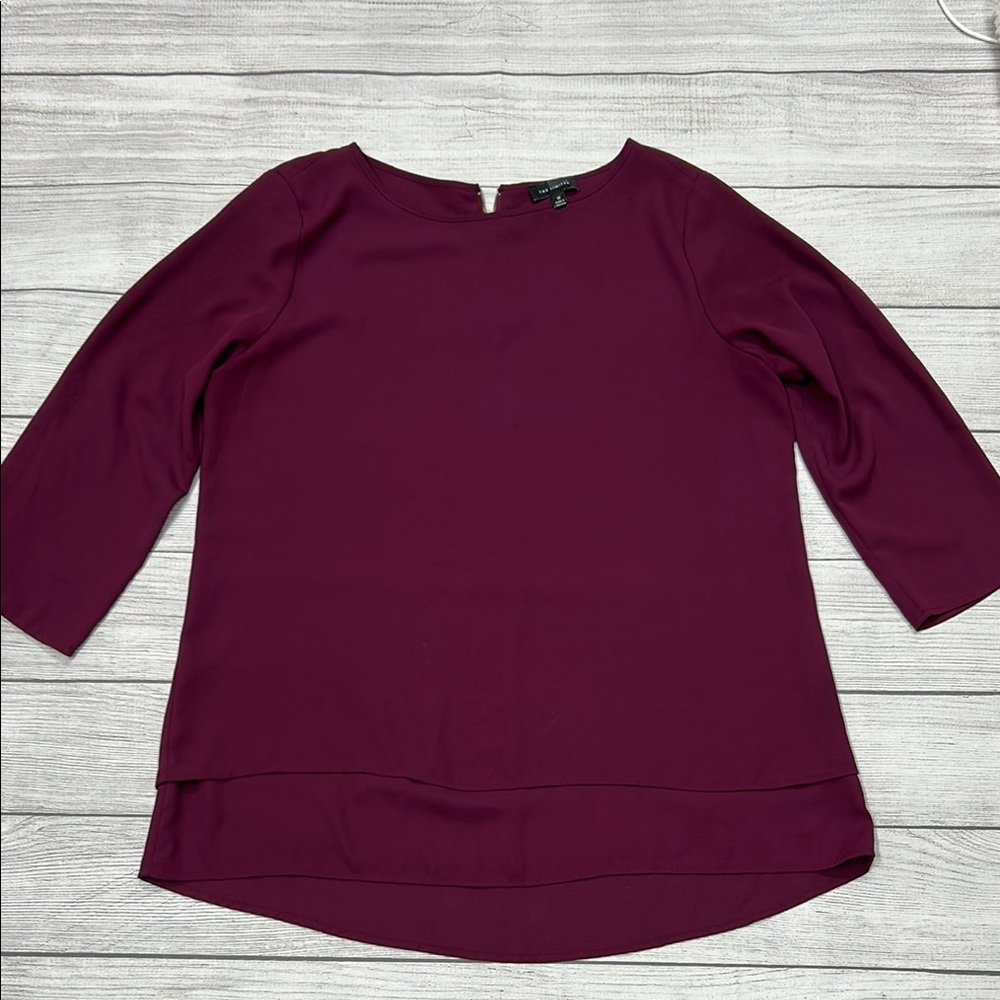 The Limited Burgundy Blouse with Boxy Style and 3/4 Sleeves